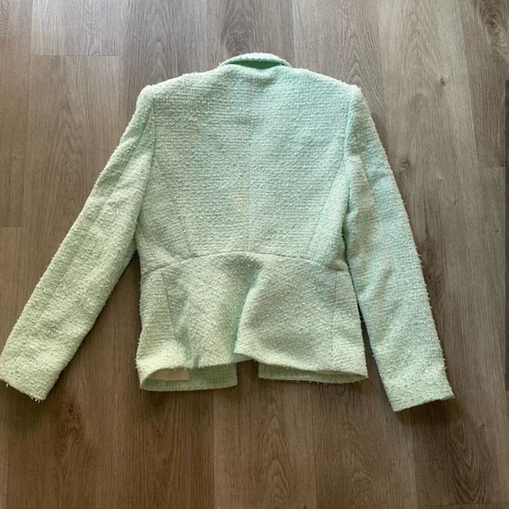 ronny kobo mint green pearl detail tweed jacket blazer coat size small NEW Chic - Picture 2 of 5
